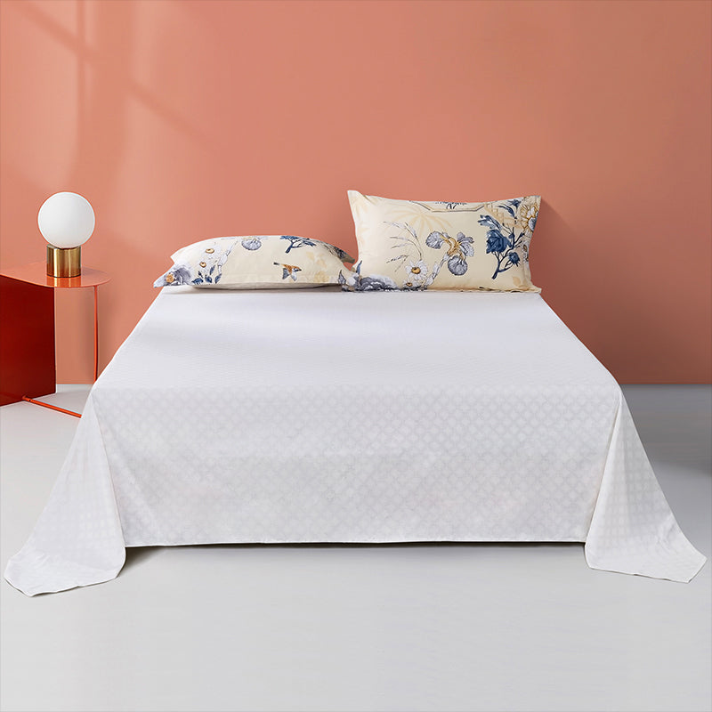 Solid Bed Sheet Set Cotton White Basic Fitted Sheet for Bedroom