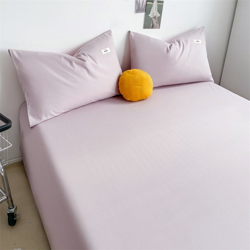 Modern Bed Sheet Set Solid Basic Cotton Fitted Sheet for Bedroom