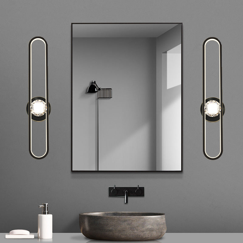 Metal LED Modern Wall Sconce Linear Shape Vanity Lamp with Acrylic Shade for Bathroom