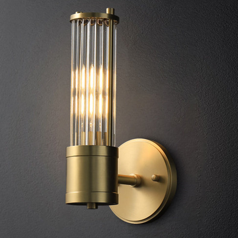 Solid Brass and Glass Bathroom Vanity Lighting 1 / 2 - Light Bath Sconce in Gold