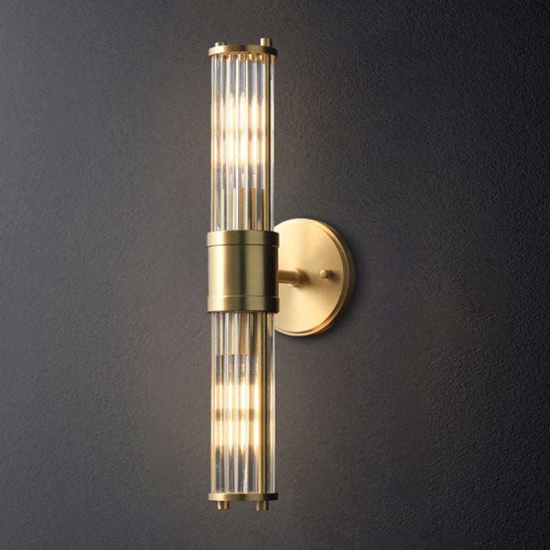 Solid Brass and Glass Bathroom Vanity Lighting 1 / 2 - Light Bath Sconce in Gold