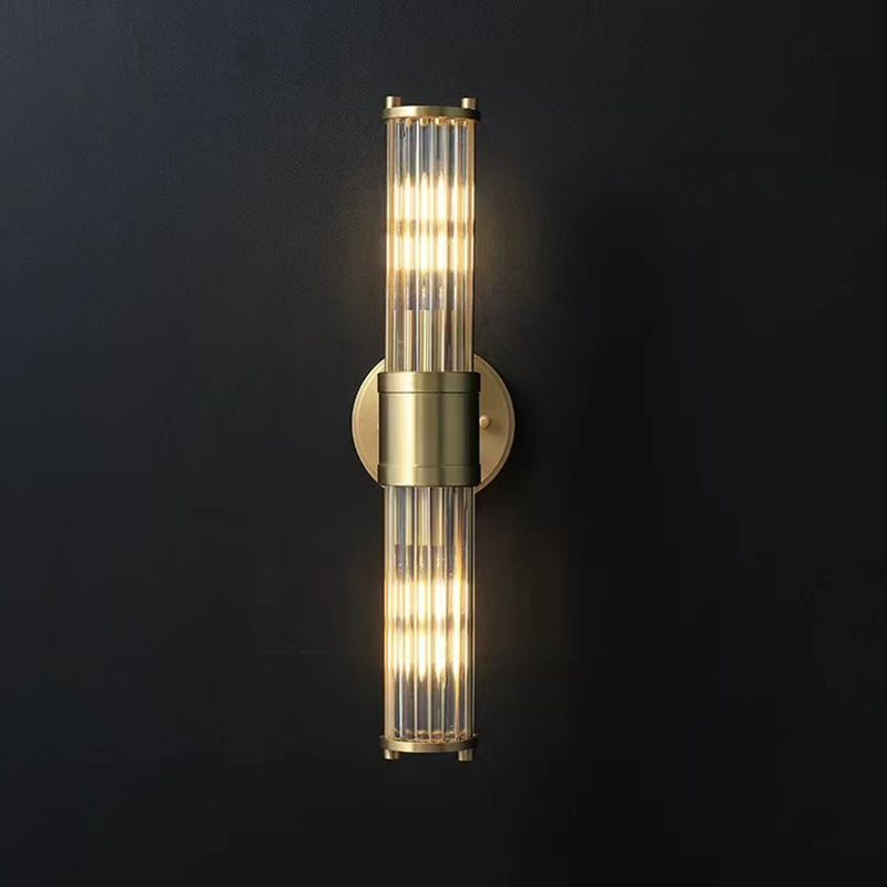 Solid Brass and Glass Bathroom Vanity Lighting 1 / 2 - Light Bath Sconce in Gold