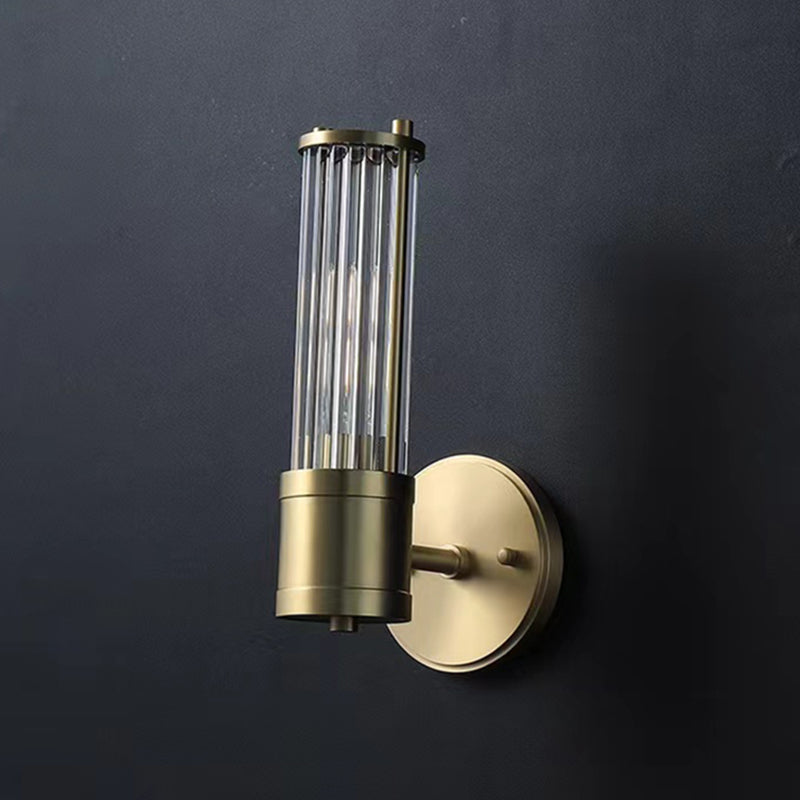 Solid Brass and Glass Bathroom Vanity Lighting 1 / 2 - Light Bath Sconce in Gold