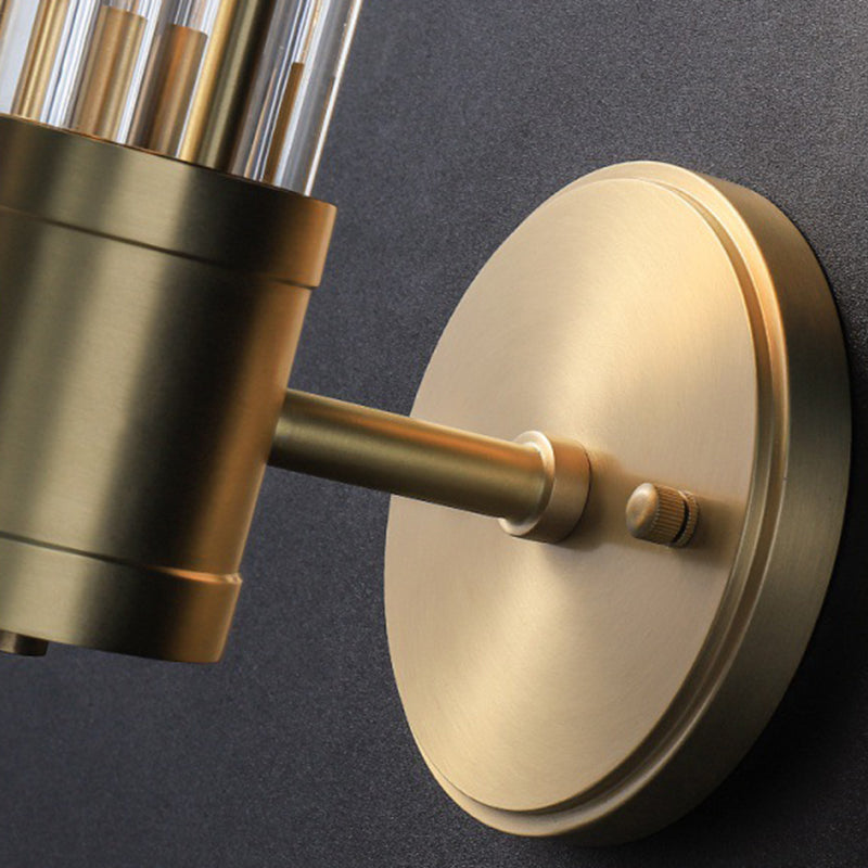 Solid Brass and Glass Bathroom Vanity Lighting 1 / 2 - Light Bath Sconce in Gold