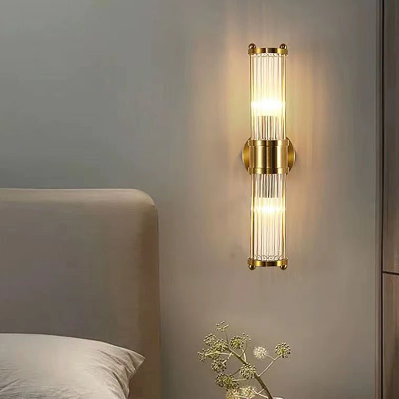 Solid Brass and Glass Bathroom Vanity Lighting 1 / 2 - Light Bath Sconce in Gold