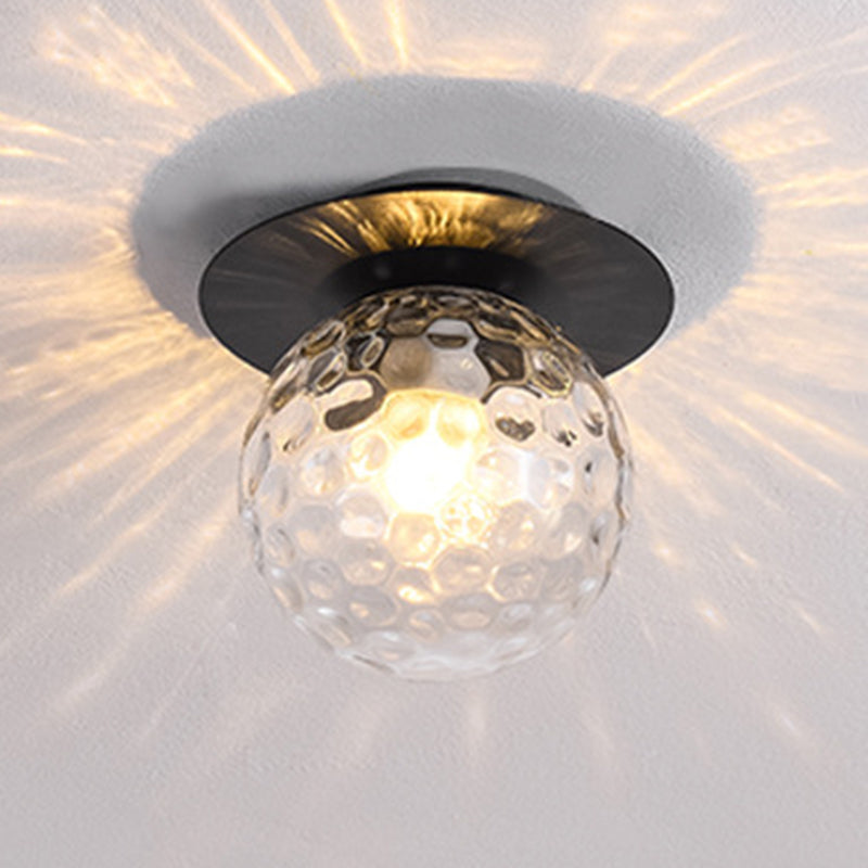 Traditional Globe Bath Sconce Iron & Glass Bathroom Vanity Lighting in Black / Gold