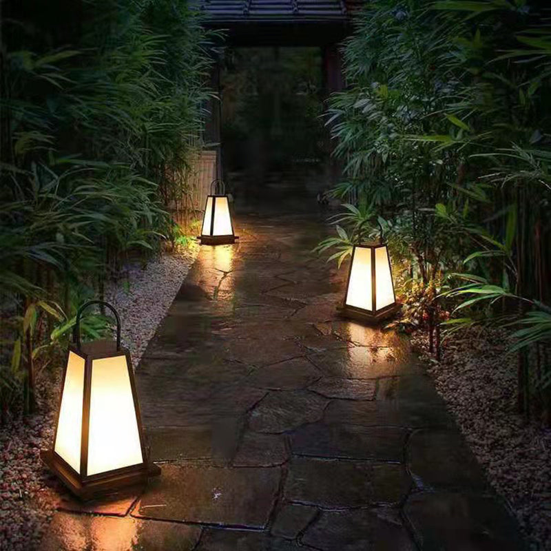 Modern Metal Solar Pillar Lamp Black Outdoor Waterproof Light
