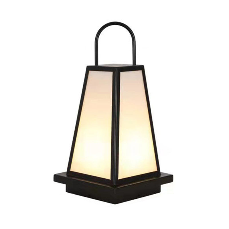 Modern Metal Solar Pillar Lamp Black Outdoor Waterproof Light