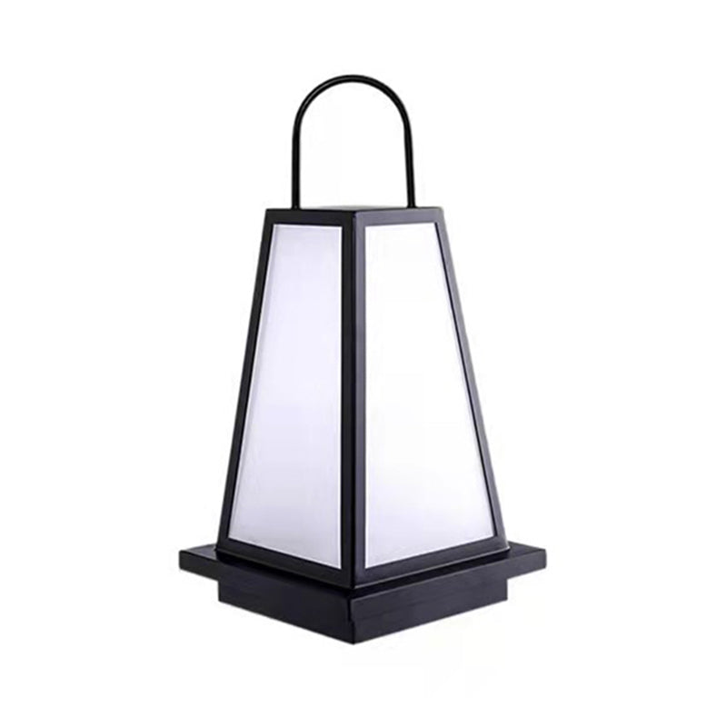 Modern Metal Solar Pillar Lamp Black Outdoor Waterproof Light