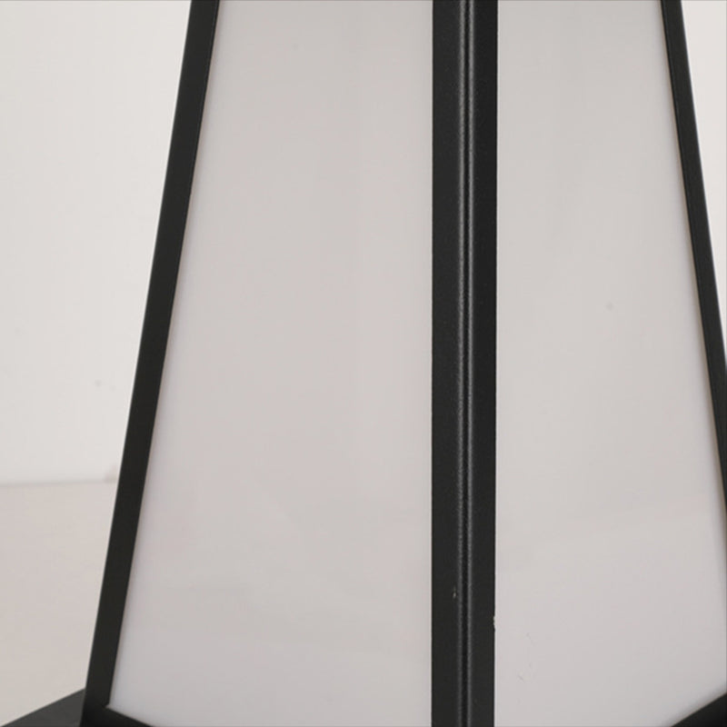 Modern Metal Solar Pillar Lamp Black Outdoor Waterproof Light