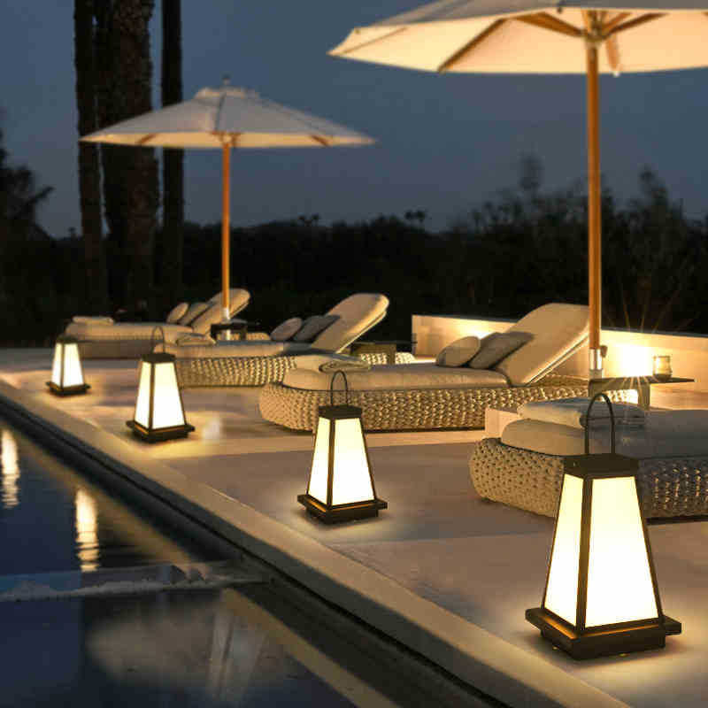 Modern Metal Solar Pillar Lamp Black Outdoor Waterproof Light
