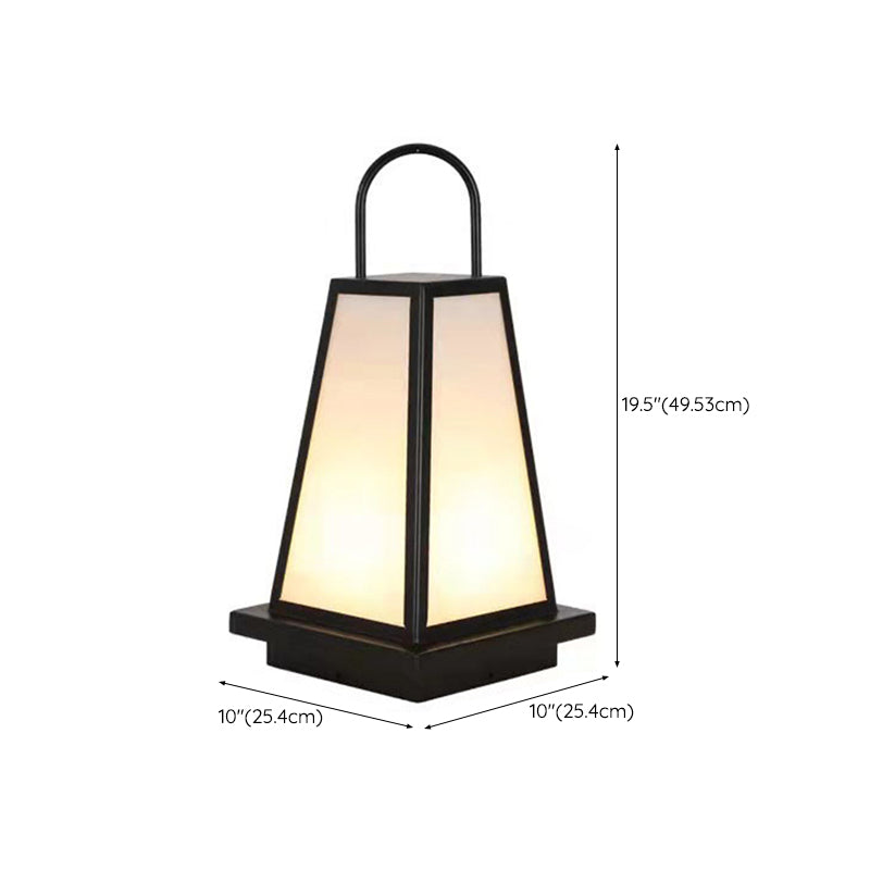 Modern Metal Solar Pillar Lamp Black Outdoor Waterproof Light