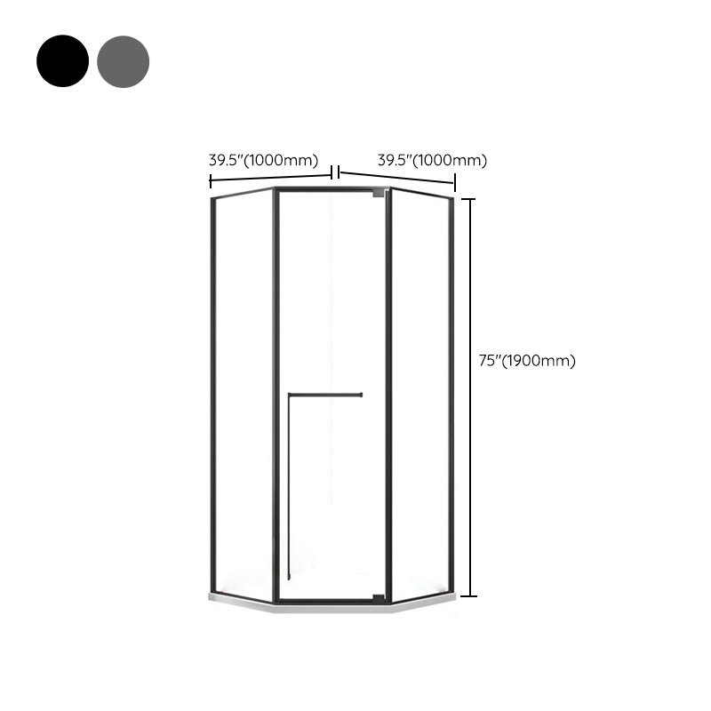 Neo-Angle Tempered Glass Shower Enclosure with Double Door Handles