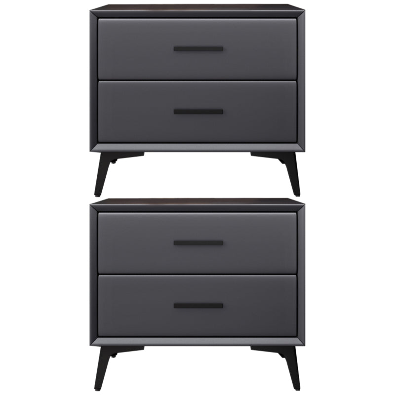 Contemporary Night Table Leather Bed Nightstand with Drawers