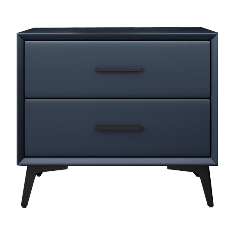 Contemporary Night Table Leather Bed Nightstand with Drawers