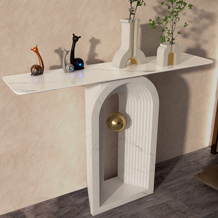 Contemporary White Console Table Rectangle Console Sofa Table for Hall