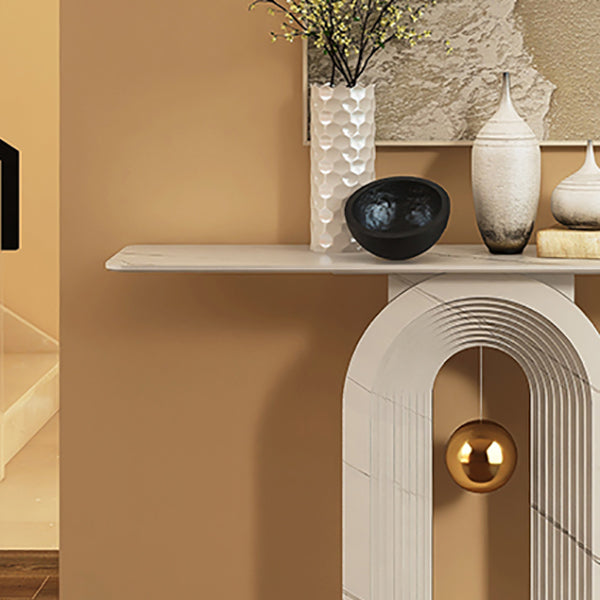 Contemporary White Console Table Rectangle Console Sofa Table for Hall