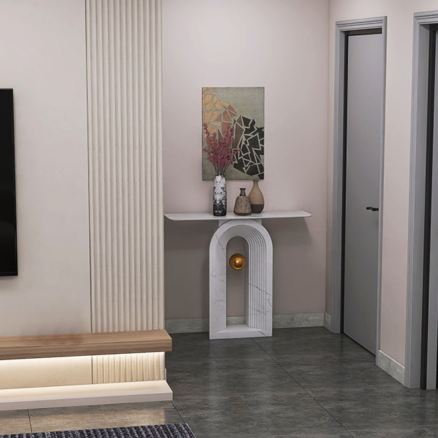 Contemporary White Console Table Rectangle Console Sofa Table for Hall