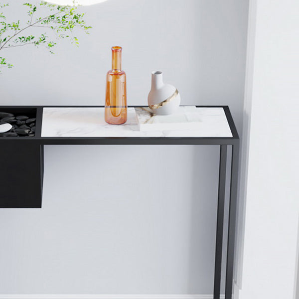 Contemporary Black Console Table Rectangle Console Sofa Table for Hall