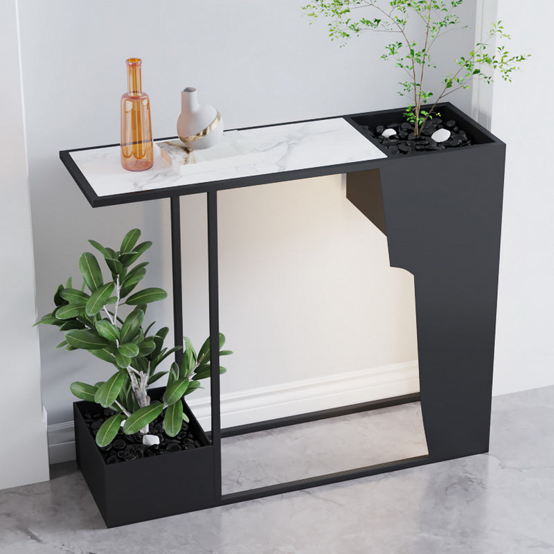 Contemporary Rectangle Console Table Black Console Sofa Table for Hall