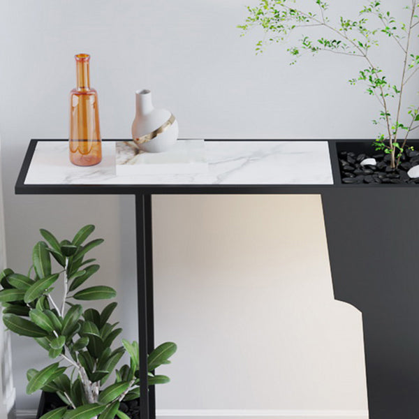 Contemporary Rectangle Console Table Black Console Sofa Table for Hall