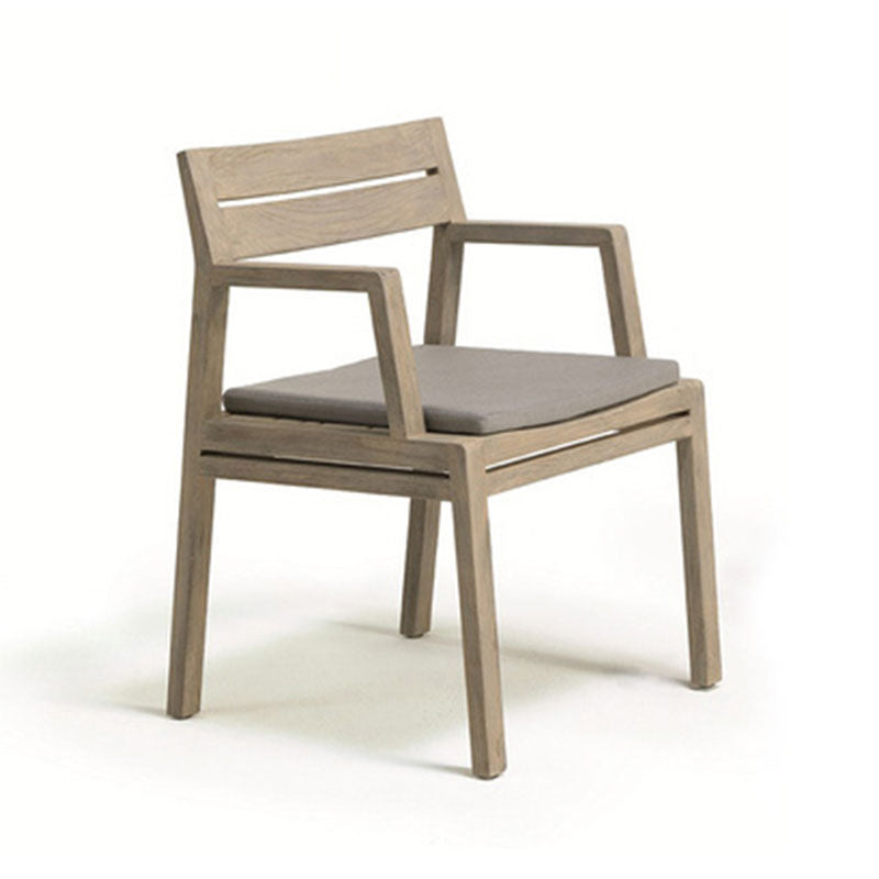 Contemporary Solid Wood Dining Armchair Open Back Patio Arm Chair