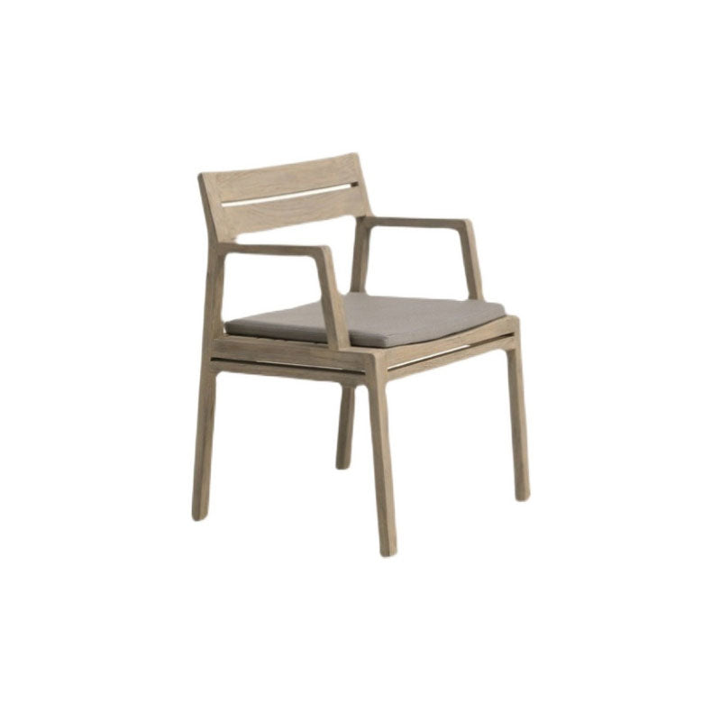 Contemporary Solid Wood Dining Armchair Open Back Patio Arm Chair