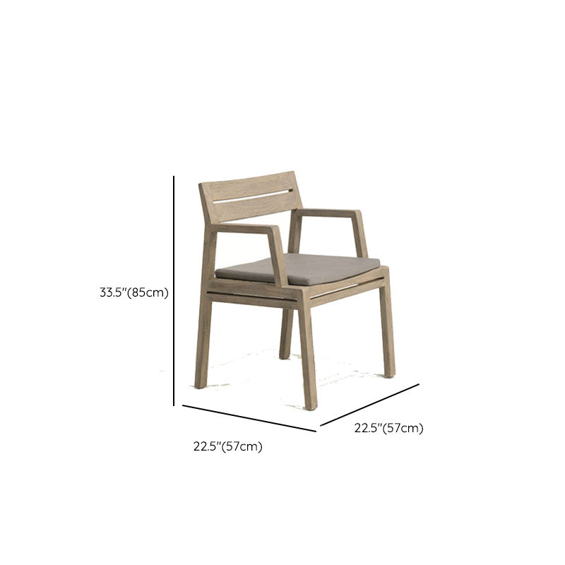 Contemporary Solid Wood Dining Armchair Open Back Patio Arm Chair