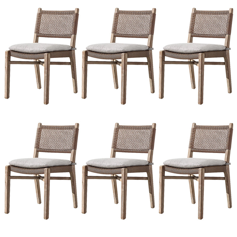Teak Outdoor Bistro Chair Tropical Dining Set with Rattan Accents