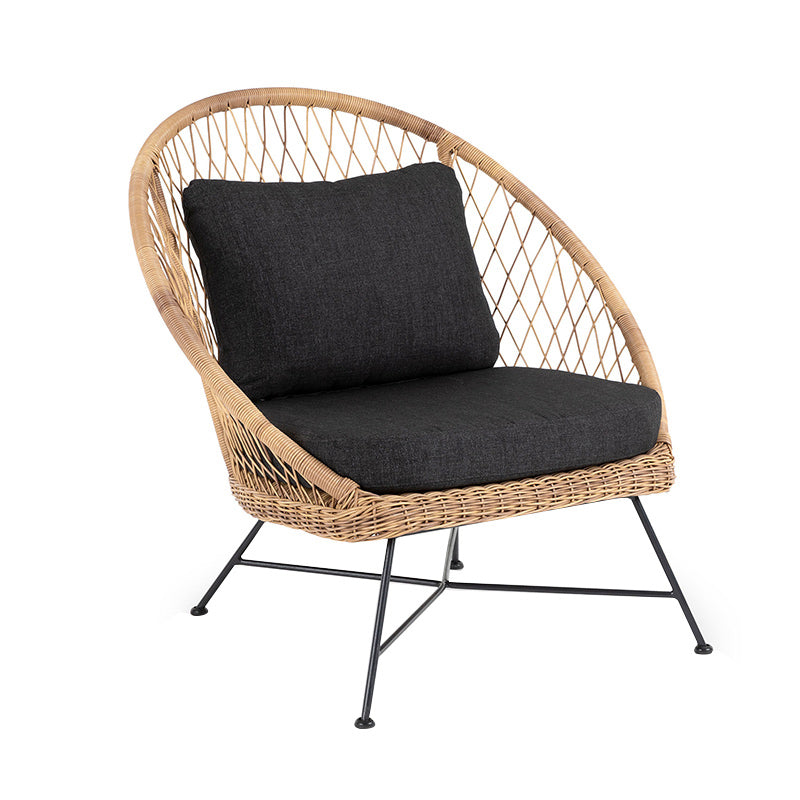 Tropical Outdoors Dining Chair Rattan Side Chair with Cushion