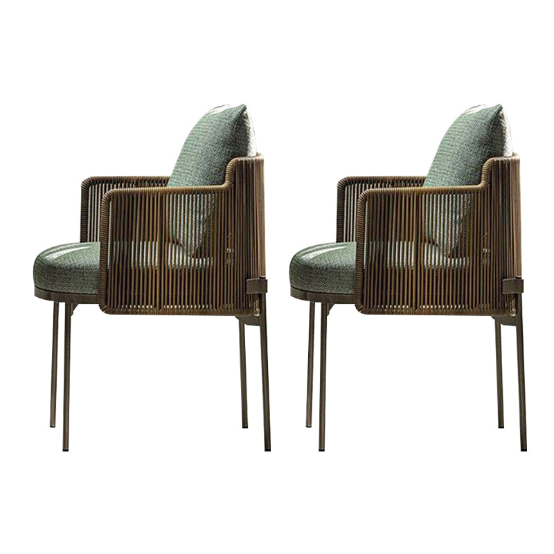 No Distressing Upholstered Patio Arm Chair Tropical Brown Dining Chairs