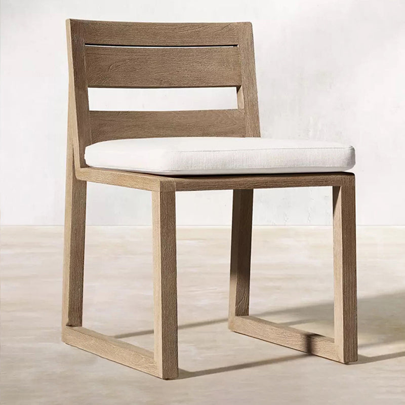 Modern Dining Side Chairs Solid Wood Natural RemovableUV Protective Finish Cushion
