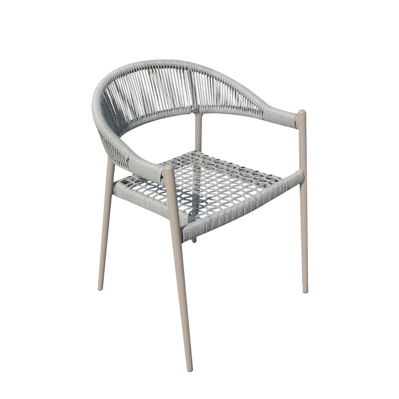 Tropical Outdoor Bistro Chairs with Metal Base and Arms in Faux Rattan