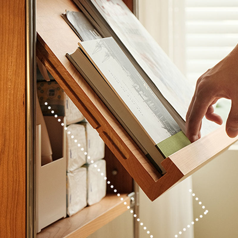 Contemporary Solid Wood Bookcase Closed Back Bookshelf with Cabinets