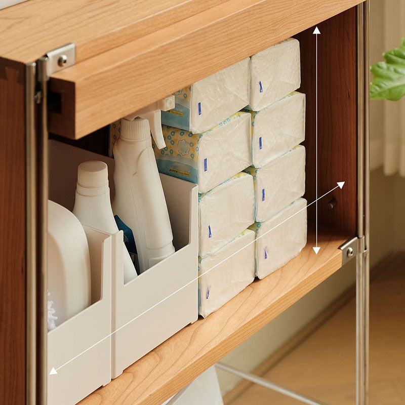 Contemporary Solid Wood Bookcase Closed Back Bookshelf with Cabinets