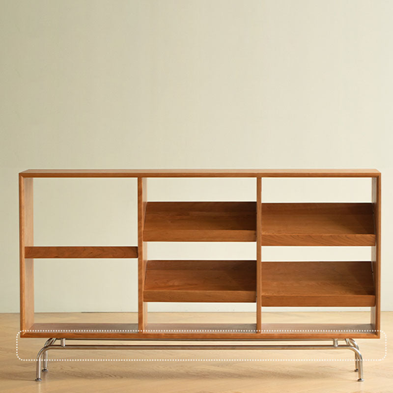 Contemporary Open Back Horizontal Bookshelf Solid Wood Bookshelf for Office