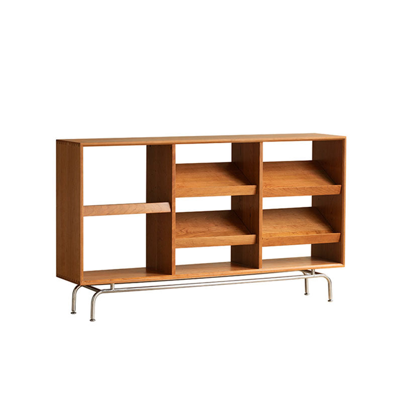 Contemporary Open Back Horizontal Bookshelf Solid Wood Bookshelf for Office