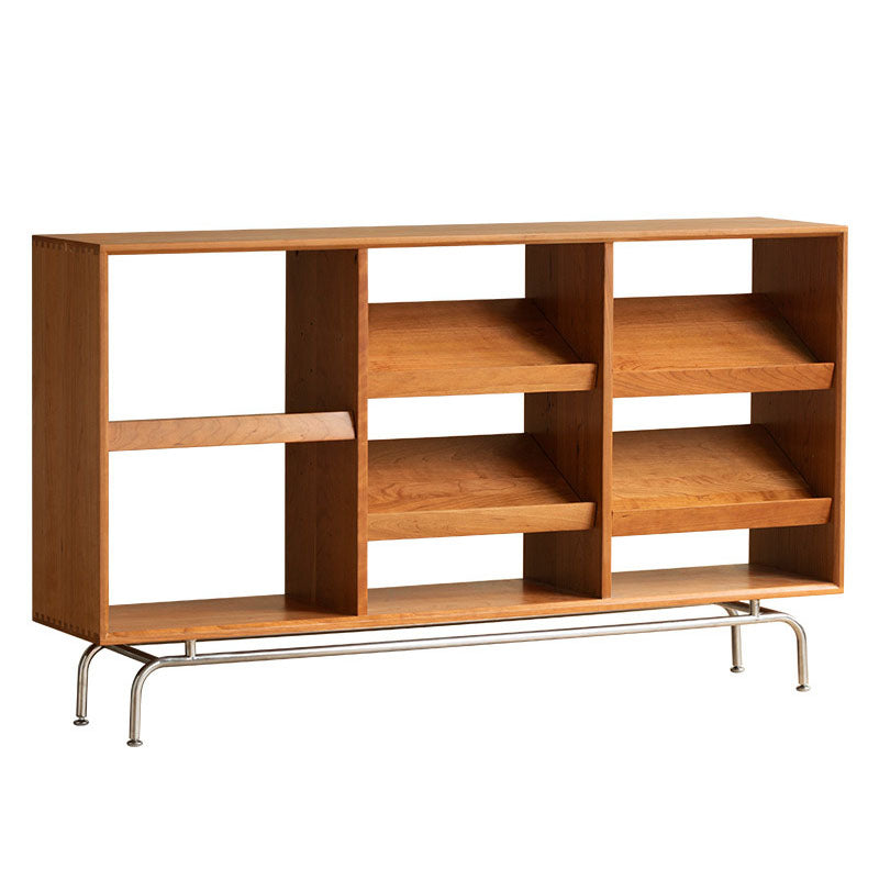 Contemporary Open Back Horizontal Bookshelf Solid Wood Bookshelf for Office