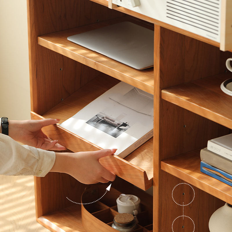 Contemporary Open Back Horizontal Bookshelf Solid Wood Bookshelf for Office