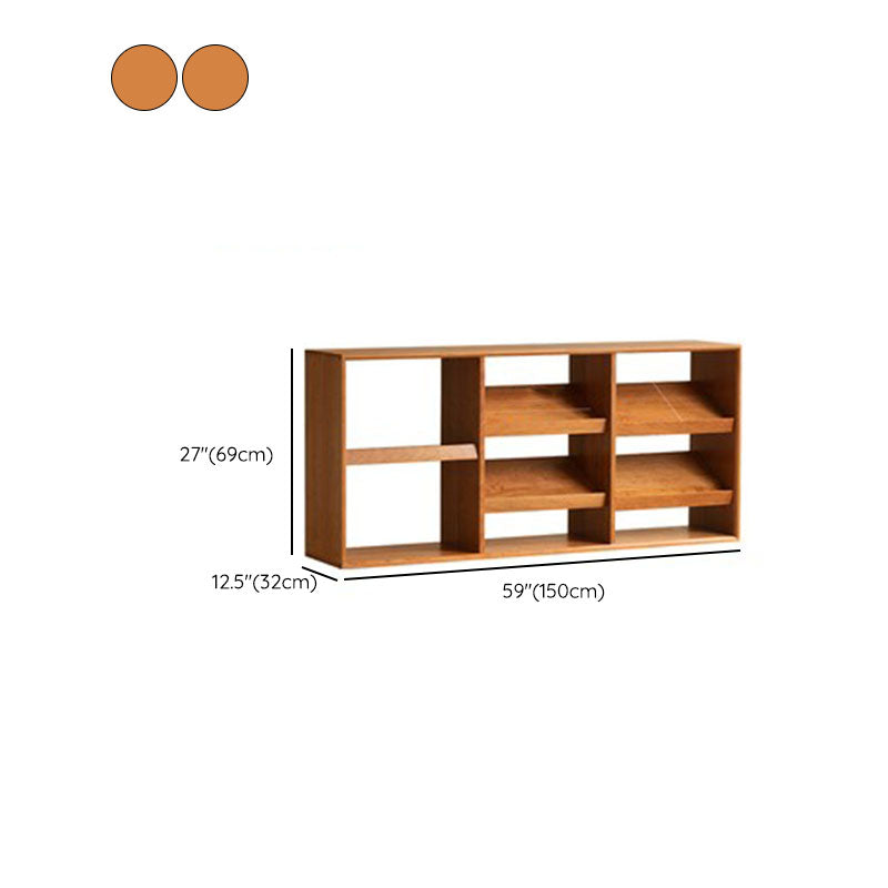 Contemporary Open Back Horizontal Bookshelf Solid Wood Bookshelf for Office