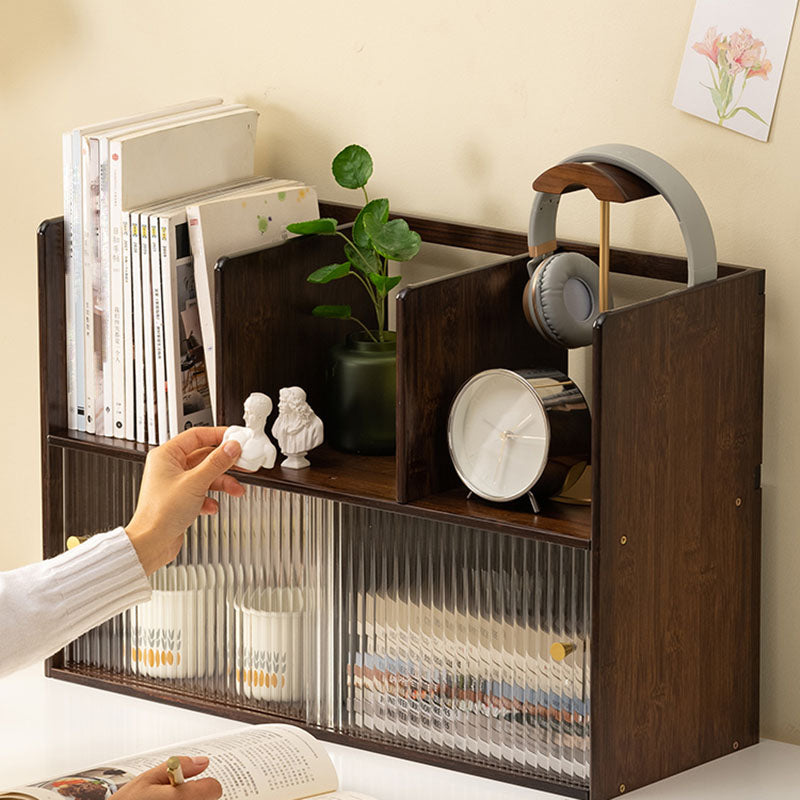 Contemporary Open Back Horizontal Bookshelf Bamboo Bookshelf for Office