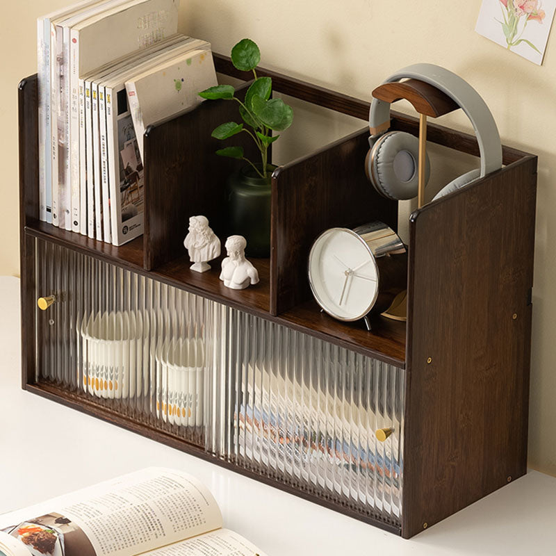 Contemporary Open Back Horizontal Bookshelf Bamboo Bookshelf for Office