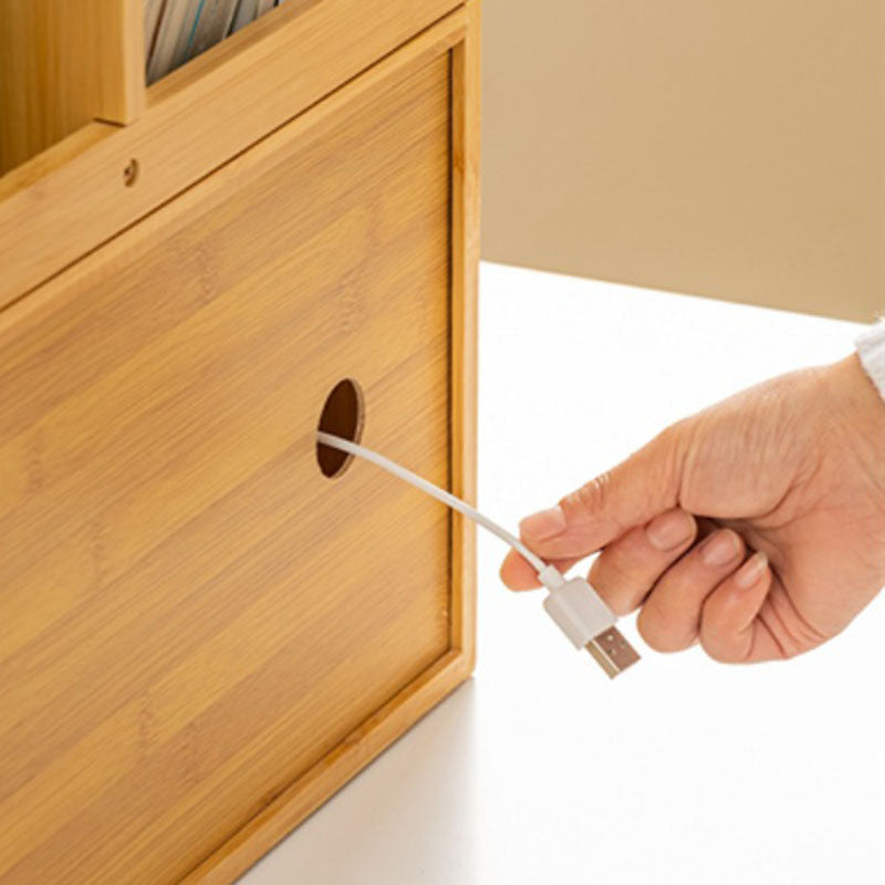 Contemporary Open Back Horizontal Bookshelf Bamboo Bookshelf for Office