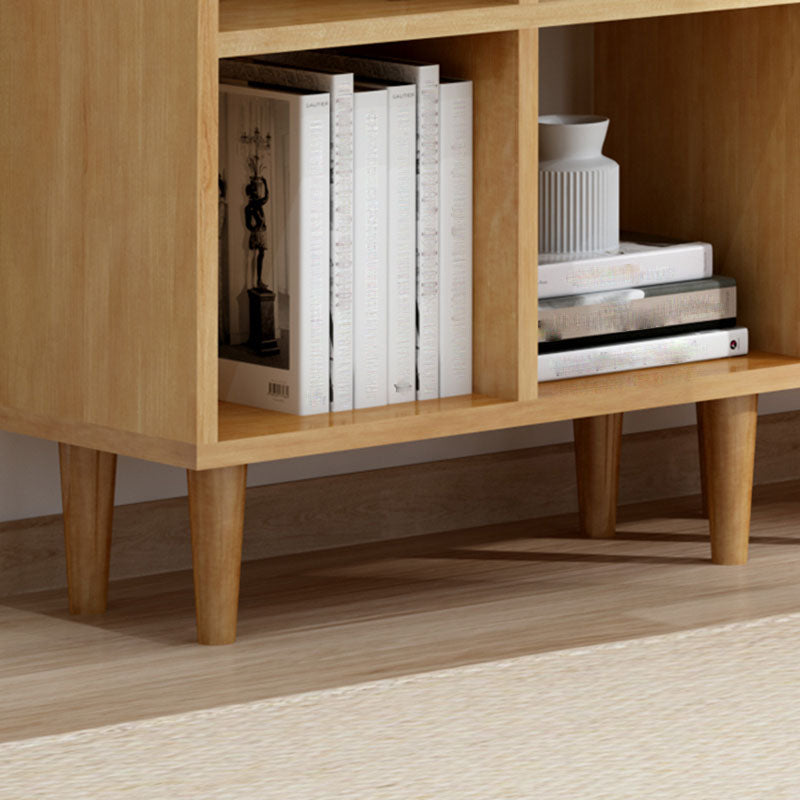 Modern Style Open Back Bookshelf Solid Wood Bookcase with Shelves