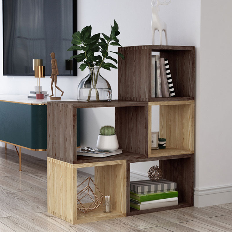 Open Back Cube Bookshelf Solid Wood Contemporary Bookcase for Home