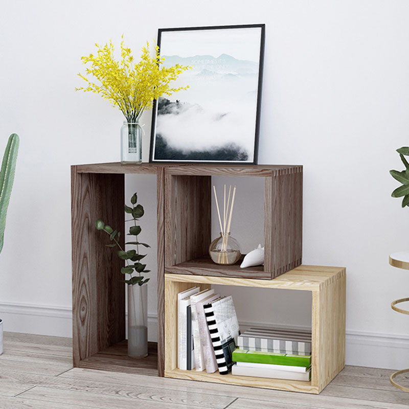 Open Back Cube Bookshelf Solid Wood Contemporary Bookcase for Home
