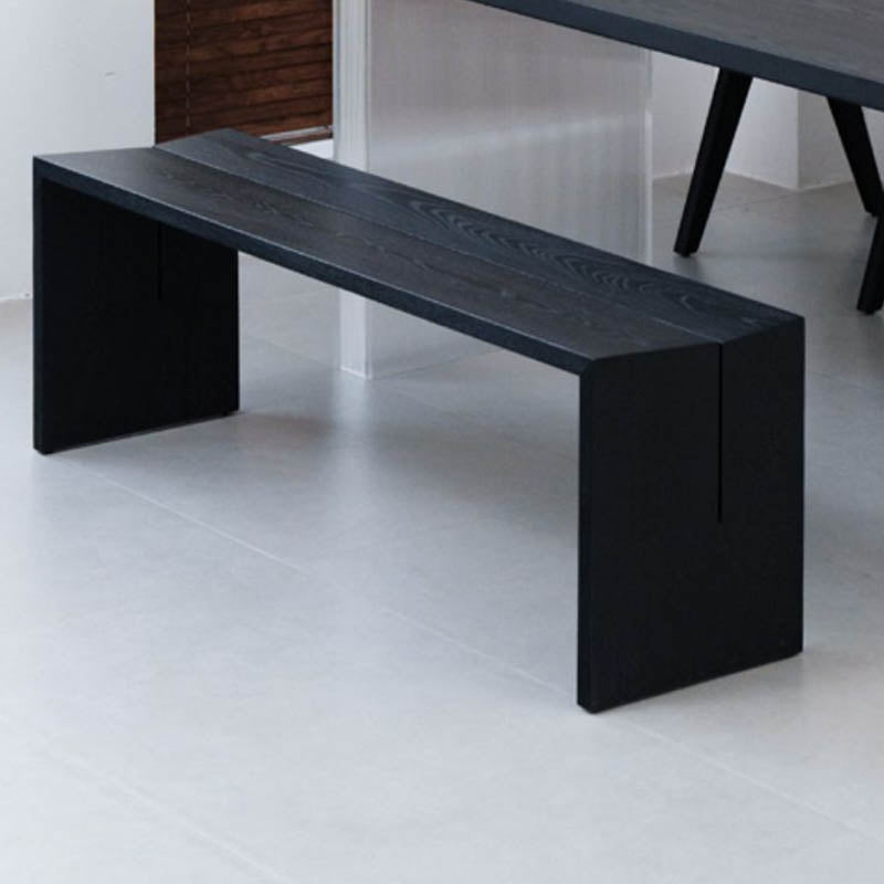 Contemporary Solid Wood Bench Black Seating Bench with Double Pedestal