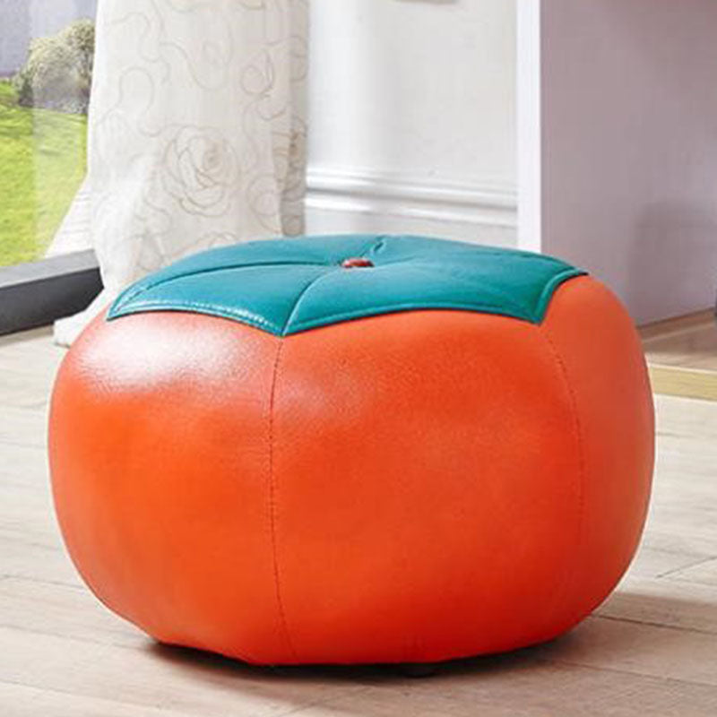 Modern Pouf Ottoman Faux Leather Water Resistant Upholstered Spherical Ottoman
