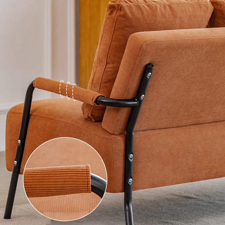 Stationary Settee Square Arm Metal Frame Sofa for Living Room