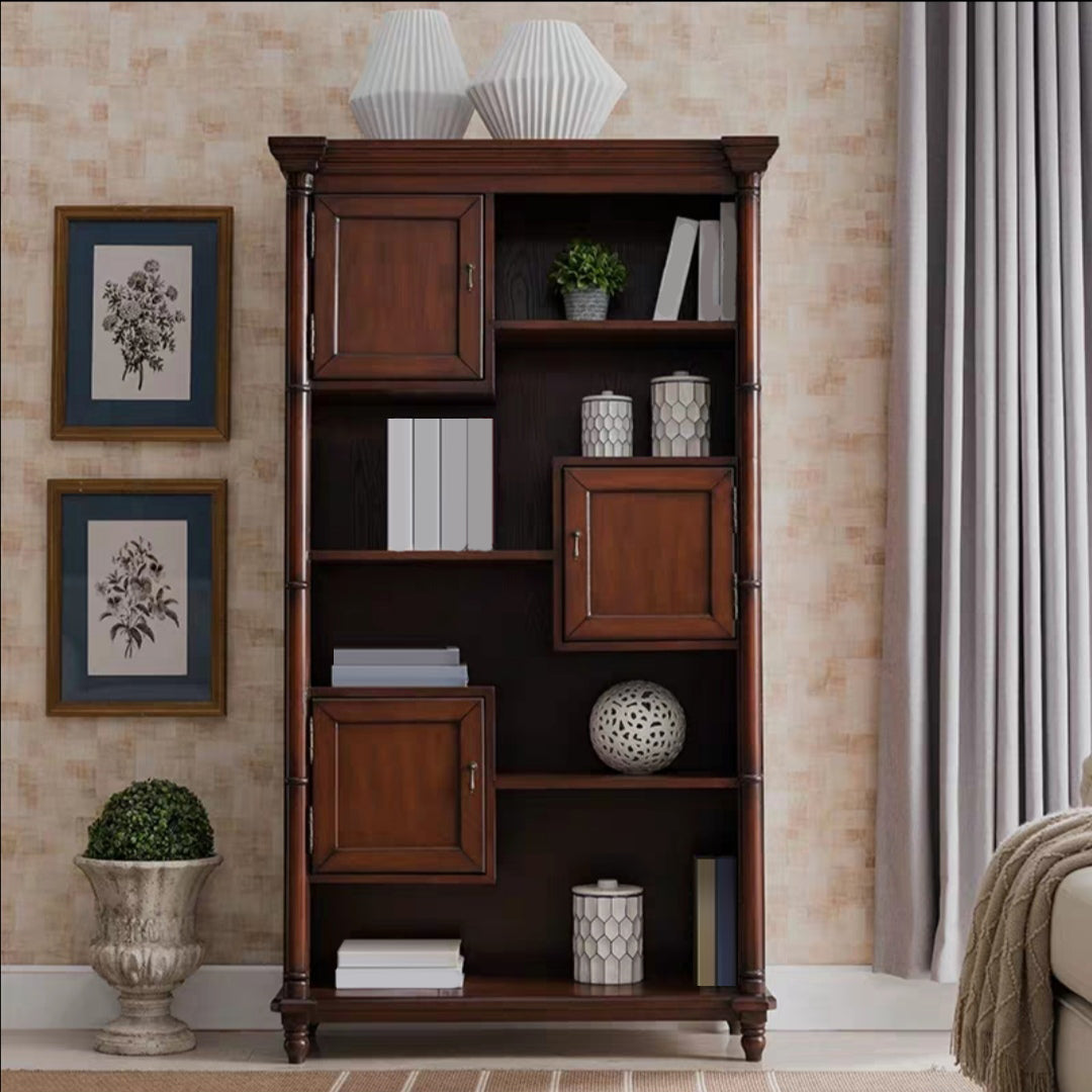 Industrial Brown Lacquered Cabinet 3-Door Cabinets, 70.9" Tall